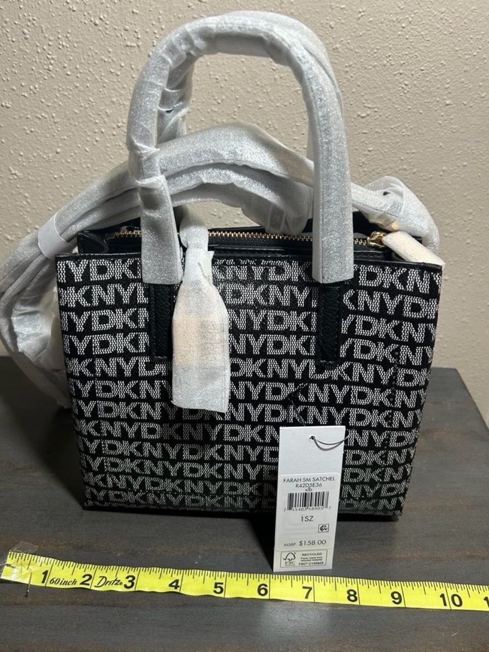 DKNYC Black & White Logo Farah Mini Satchel - Picture 4 of 7